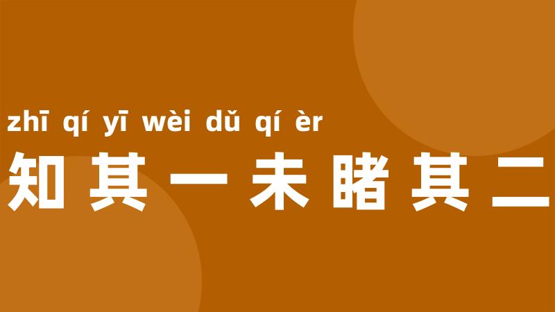 知其一未睹其二