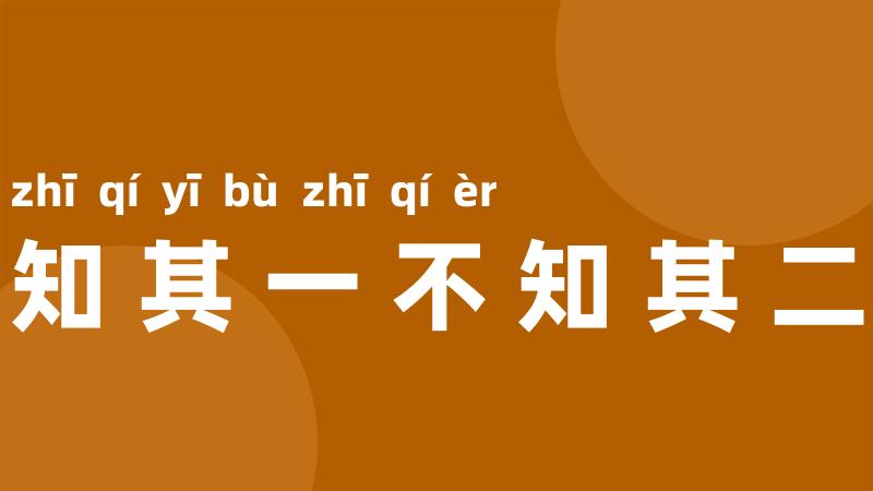 知其一不知其二