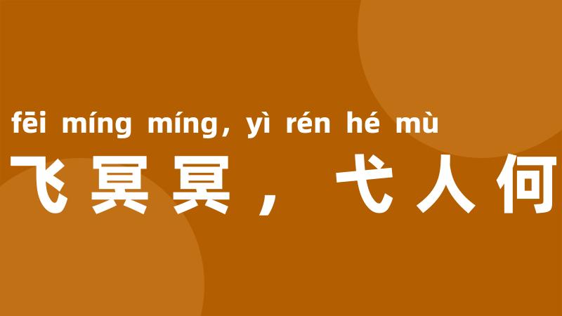 鸿飞冥冥，弋人何慕