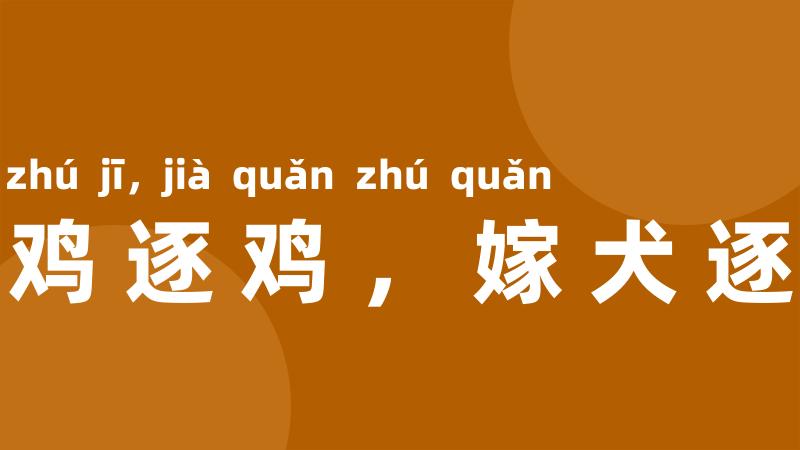 嫁鸡逐鸡，嫁犬逐犬