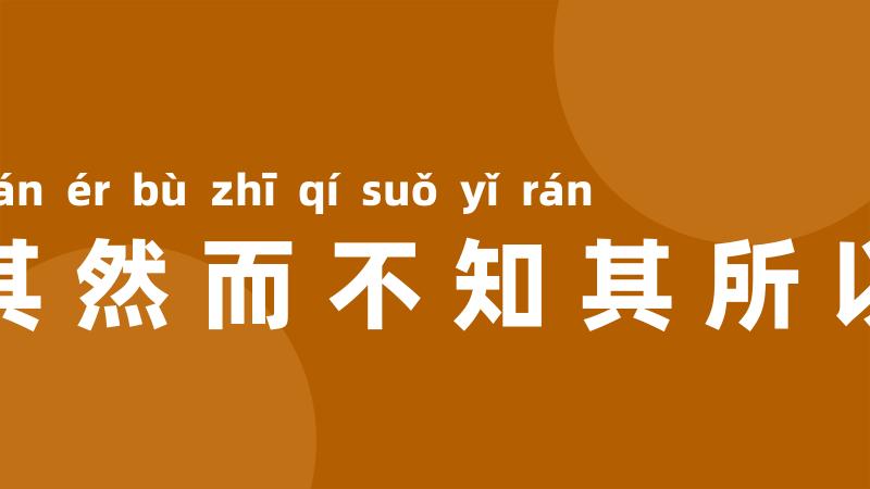 知其然而不知其所以然