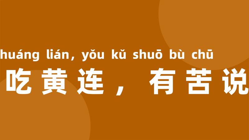 哑巴吃黄连，有苦说不出