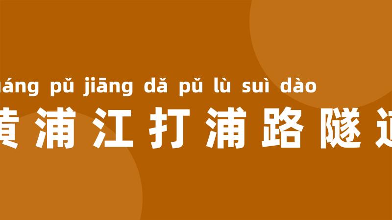 黄浦江打浦路隧道