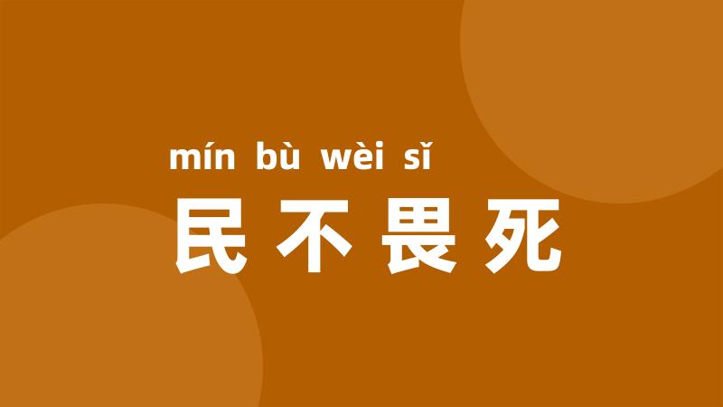 民不畏死