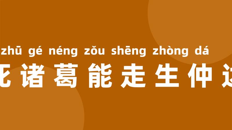 死诸葛能走生仲达