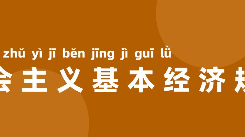 社会主义基本经济规律