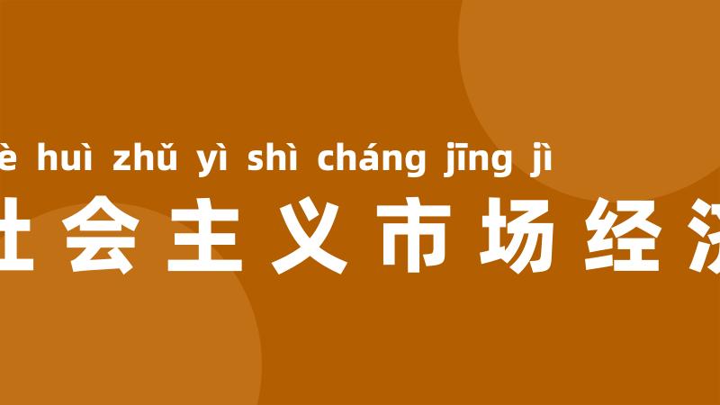 社会主义市场经济