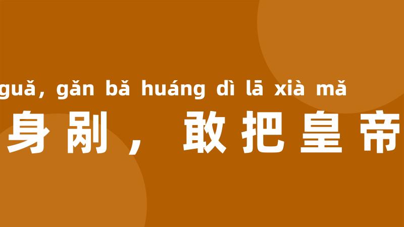 舍得一身剐，敢把皇帝拉下马