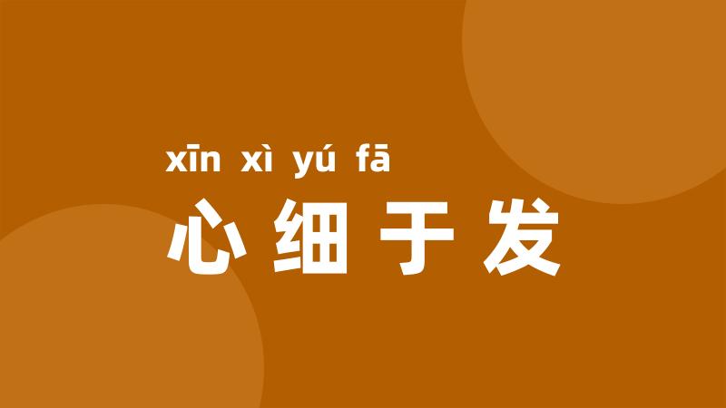 心细于发