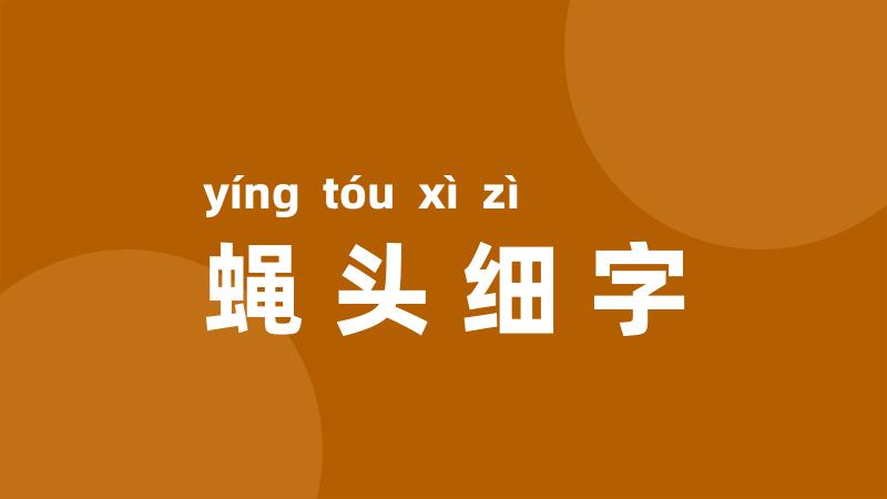 蝇头细字