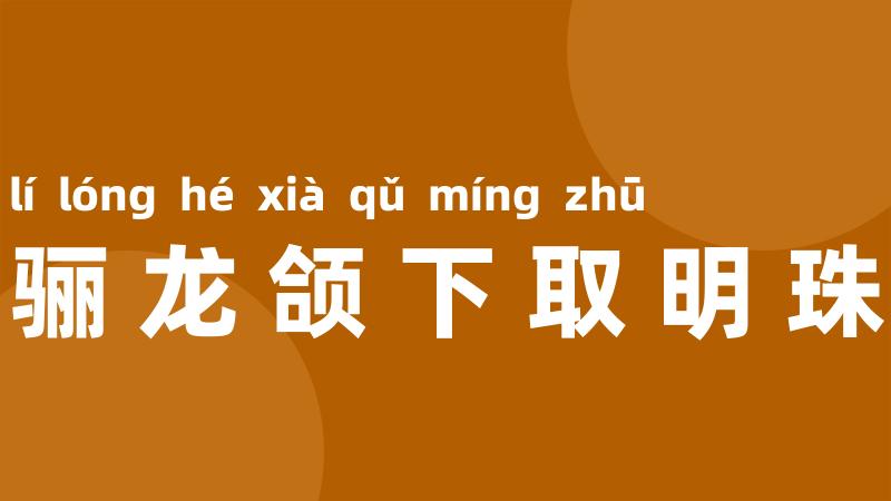 骊龙颌下取明珠