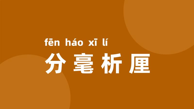 分毫析厘