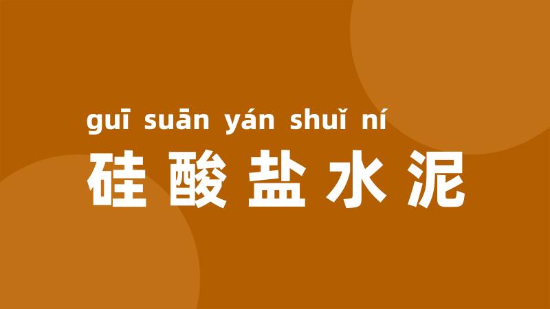 硅酸盐水泥